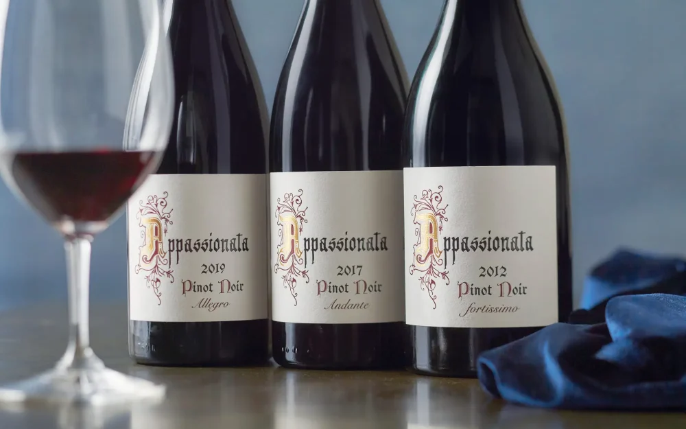 Three bottles of Appassionata Pinot Noir